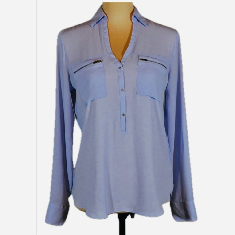 Express Lavender 1/4 botton Blouse - Picture 1 of 13